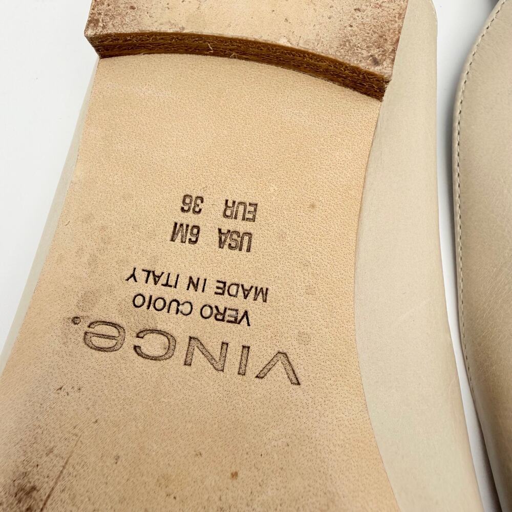 Vince Levins Flat Leather Mule Light Straw Beige Size 6M 36 Made in Italy - Picture 7 of 8